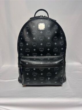 MCM Large Stark Studded Backpack in Visetos Black like new